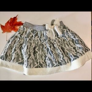Gray and White Lace Skirt